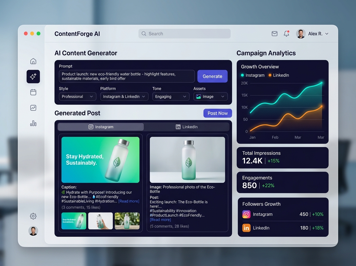 Social AI Content Generator Dashboard